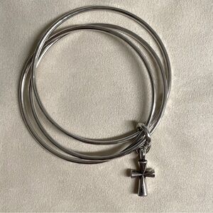 James Avery Sterling Silver Linked Bangle with 1” St. Teresa Cross